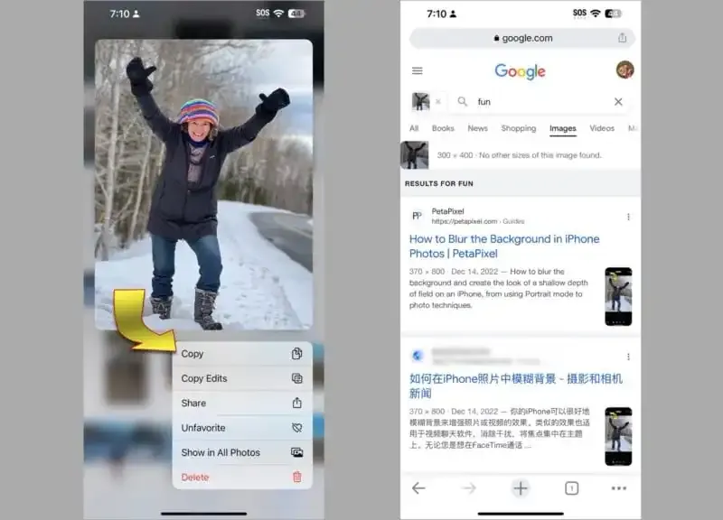 Cómo realizar una búsqueda inversa de imágenes en iPhone.