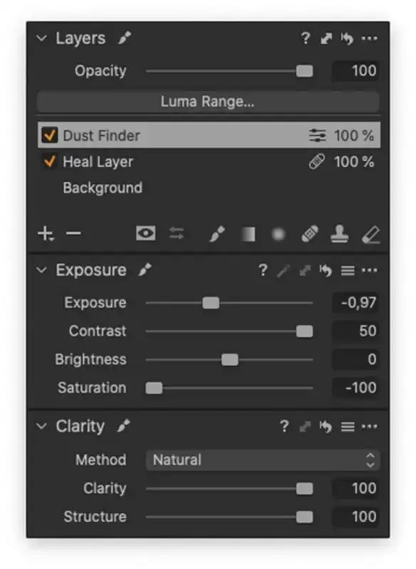 Cómo revelar y eliminar manchas de polvo en Capture One Pro.