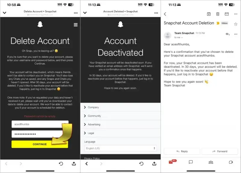 Cómo eliminar tu cuenta de Snapchat