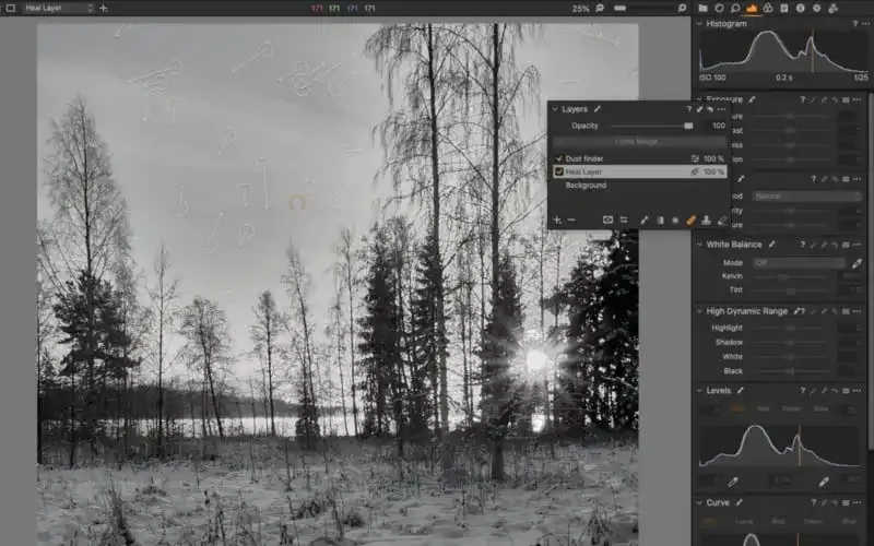 Cómo revelar y eliminar manchas de polvo en Capture One Pro.