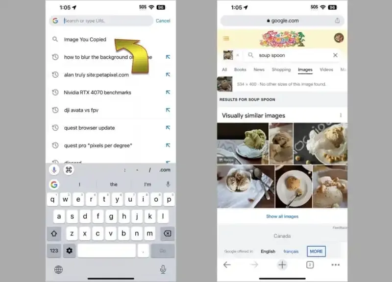 Cómo realizar una búsqueda inversa de imágenes en iPhone.