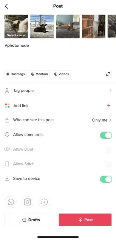 Cómo compartir fotos en TikTok